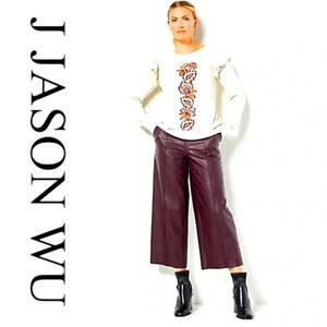 J Jason Wu Faux Leather Croc Culotte Pants - NWOT